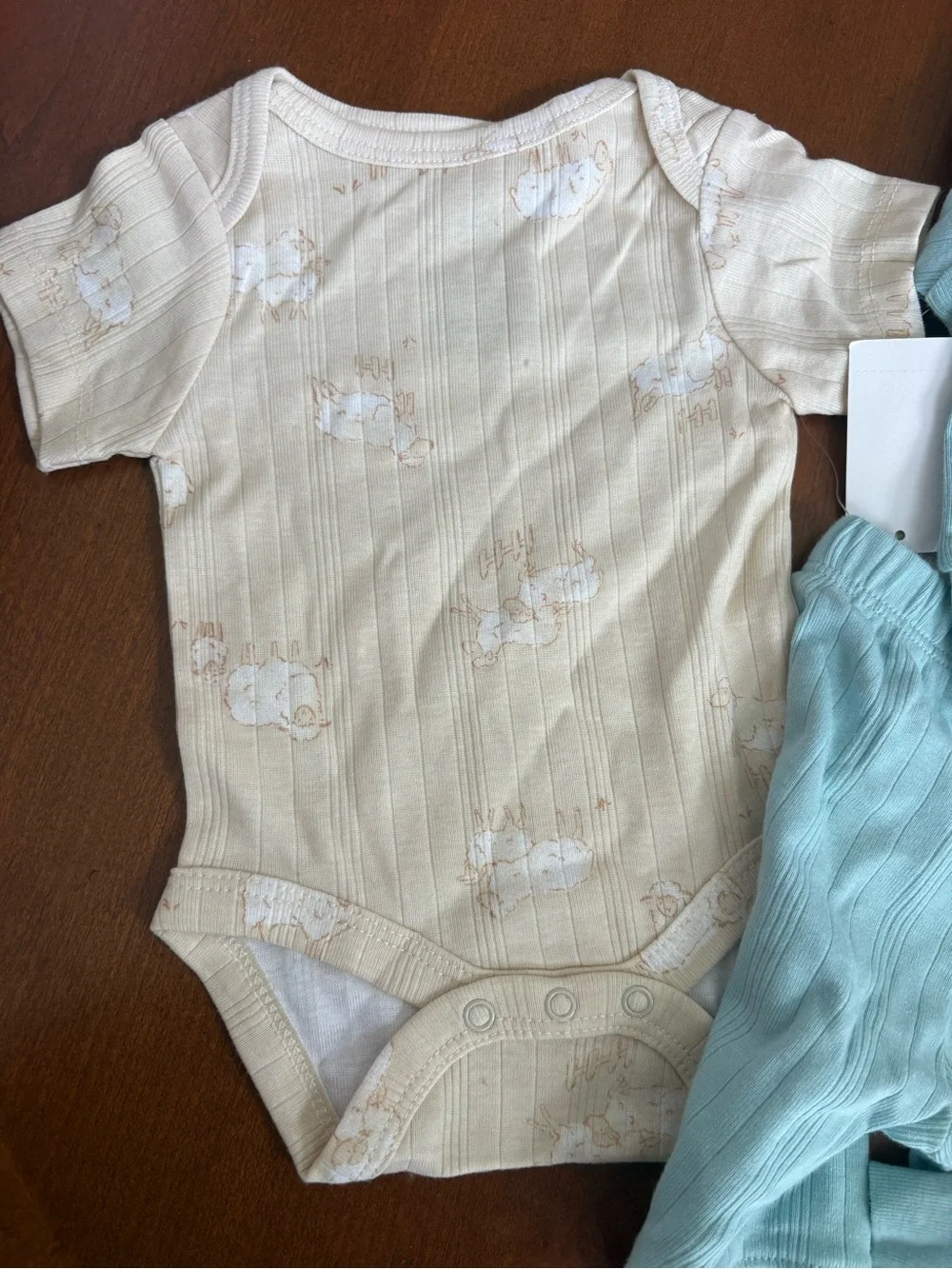 Cloud Island Light Blue Ribbed Baby 3-Piece Set with Cloud Detail